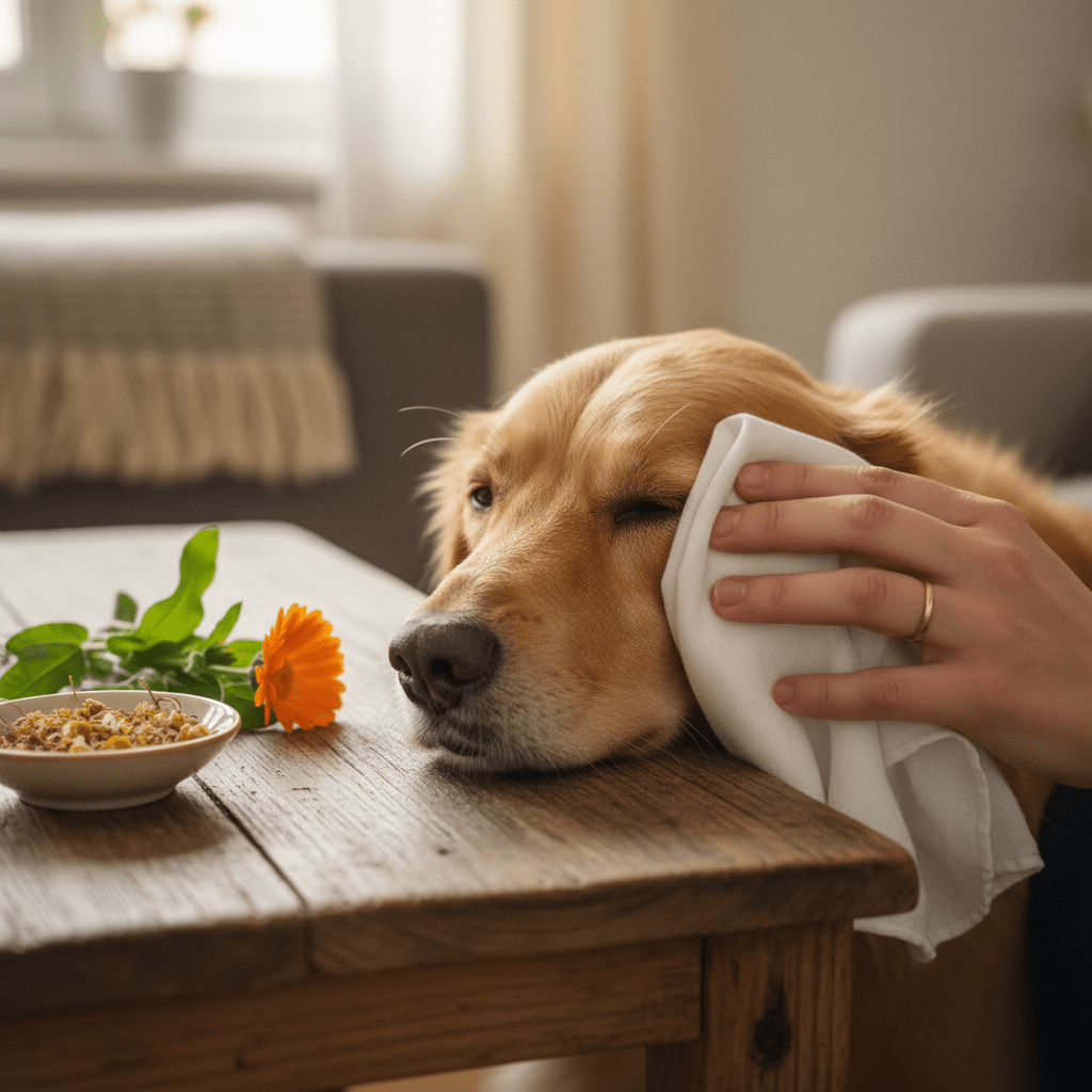dog with swollen eyelid