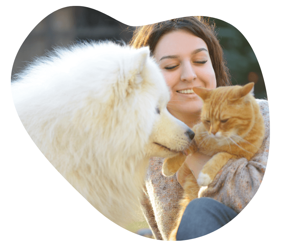 woman with pets
