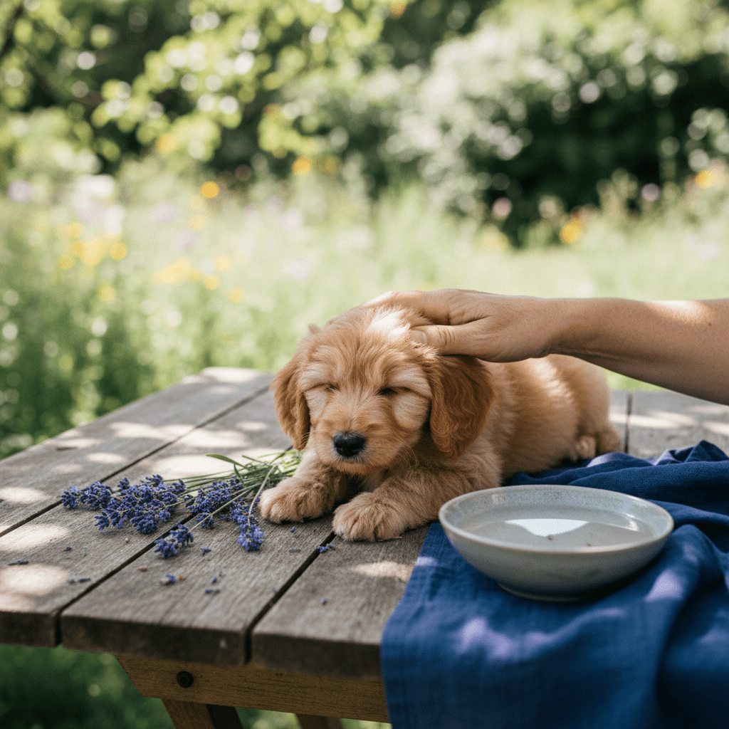 grooming a puppy
