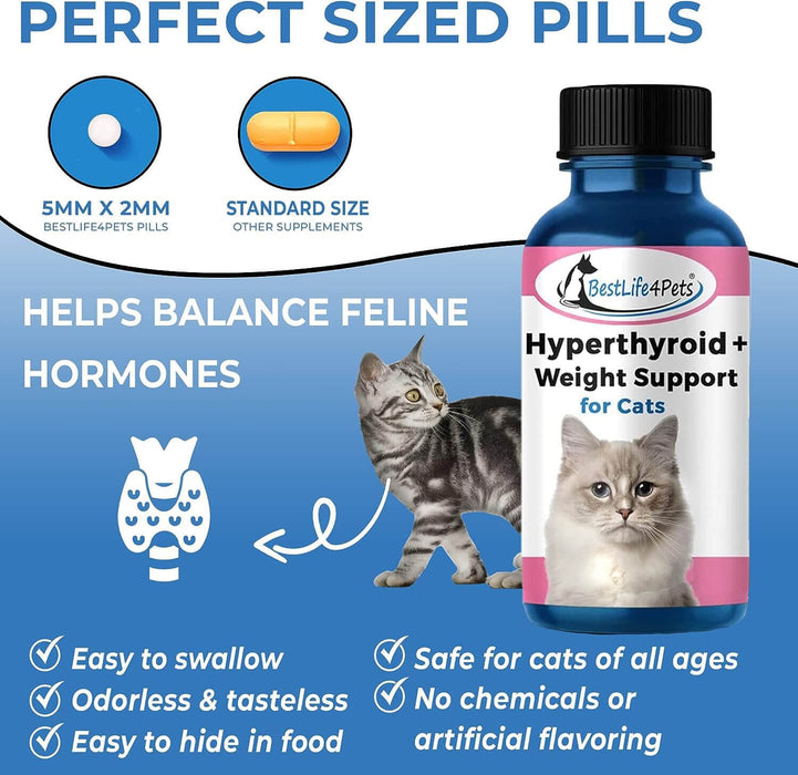 Hyperthyroidism Supplement for Cats - Treats Cat Hyperthyroid, Patchy Hair Loss, and Helps Cat Weight Gain BestLife4Pets