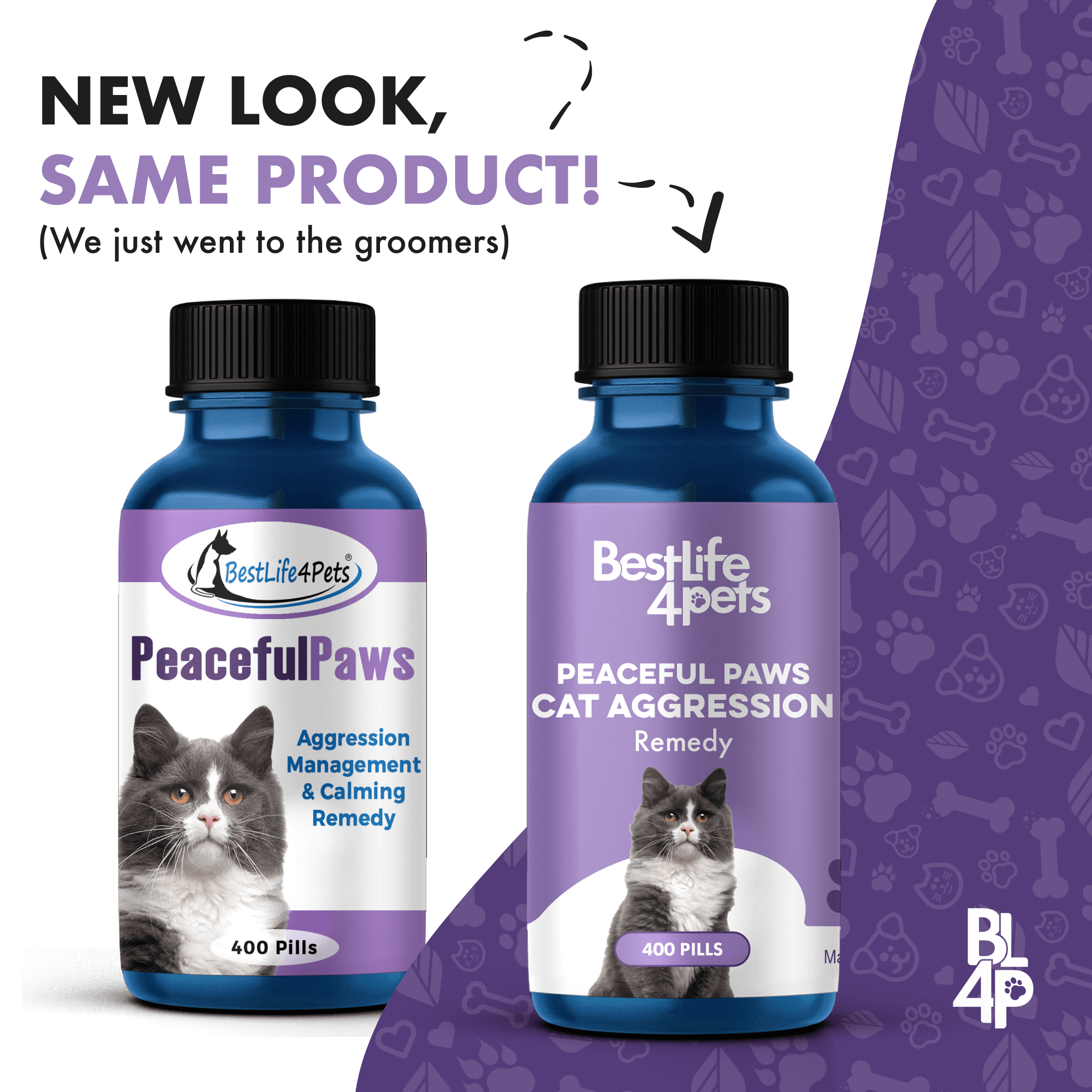 Peaceful Paws Cat Calming Pills Aggression & Anxiety Management for Stress, Spraying, Territorial Behavior BestLife4Pets 