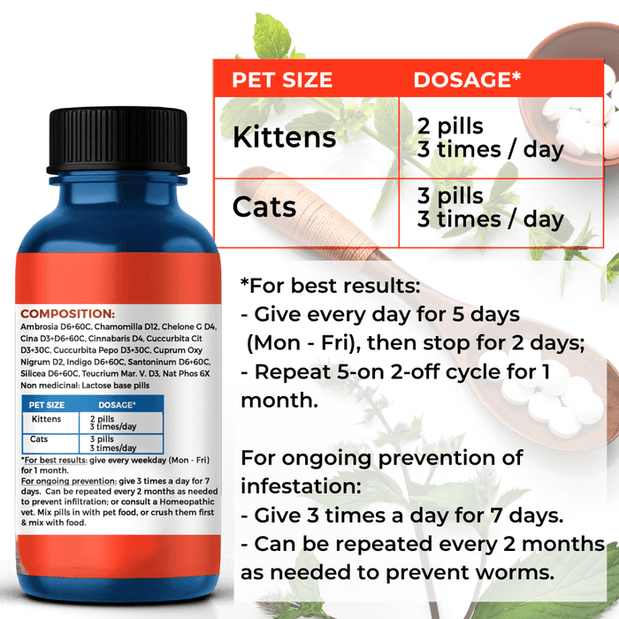 Dewormer for Cats and Kittens - Broad Spectrum Feline Wormer Remedy BestLife4Pets 